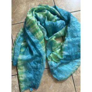 Silk Printed Infinity Scarf Beautiful Blue And Greens